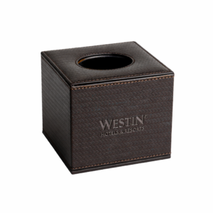 Luxury hotel tissue box covers in multiple colors and finishes