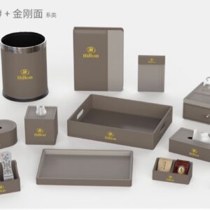 hotel room amenities set custom pu leather tray