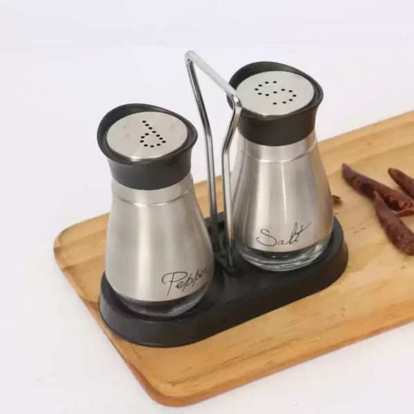 5-in-1 Stainless Steel Glass Cruet Set with Salt & Pepper