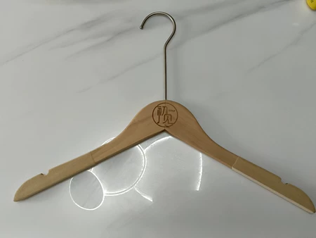 Lotus Wood Suit Hanger with Laser-Engraved Logo